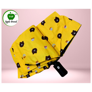 Apple Umbrella ร่มพับ 3ตอน แฟชั่น ออโต้ UVสีดำ ลายหมี (VIP333)