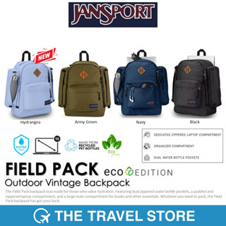 JANSPORT Field Pack Outdoor Vintage Laptop Backpack กระเป๋าเป้ กระเป๋าใส่คอมพิวเตอร์ มีช่องสำหรับใส่ขวดน้ำ 2 ช่อง