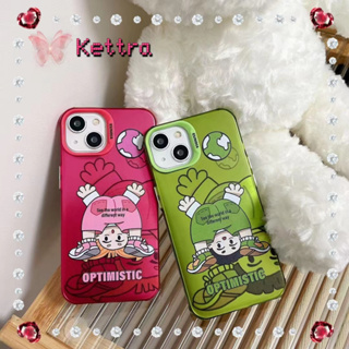 💜Kettra💜ป้องกันการหล่น ขอบเต็ม iPhone 11 14 pro max การ์ตูน น่าสนใจ รุ่นคู่ สีเขียว กุหลาบแดง case for iPhone 12 13