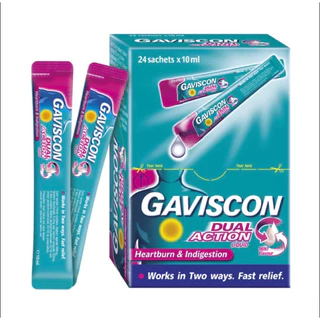 Gaviscon Double Action Mint Flavour 10ml. กาวิสคอน รสมินต์ ซองชมพู 12 ซอง [3 กล่อง สีชมพู] JJ 2106 กรดไหลย้อน