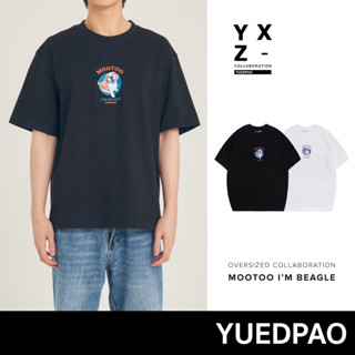 Yuedpao x Mootoo ยอดขาย No.1 รับประกันไม่ย้วย 2 ปี เสื้อยืดเปล่า เสื้อยืด Oversize Collab Mootoo The Beagle