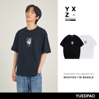 Yuedpao x Mootoo ยอดขาย No.1 รับประกันไม่ย้วย 2 ปี เสื้อยืดเปล่า เสื้อยืด Oversize Collab Mootoo The Beagle