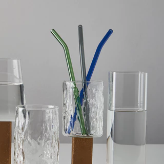 POSH หลอดโบโรซิลิเกตสีสันสดใส - GLASS STRAW SET WITH 1PC BRUSH