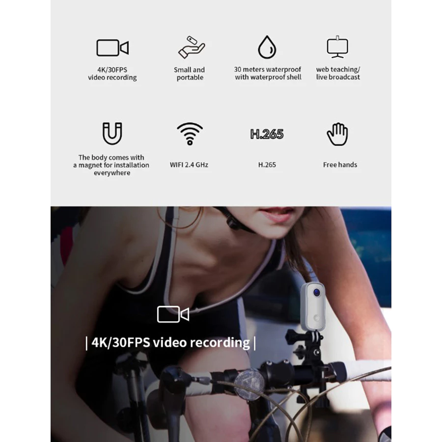 SJCAM C100+ / C100 Plus Mini Action Camera Small and Smart กันน้ำลึก 30M ติดหมวก ตัวเล็กระทัดรัด thumbnail 5