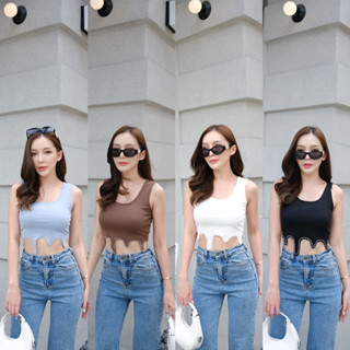 เสื้อครอปผ้าร่องซาร่า Ice cream crop