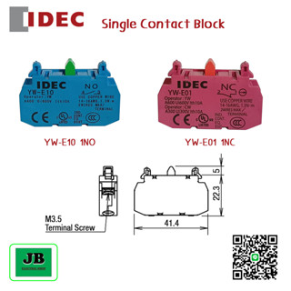 IDEC Contact Block YW-E01 ( 1NC ) สีแดง / YW-E10 ( 1N0 ) สีฟ้า คอนแทคบล็อก คอนแทคเสริม