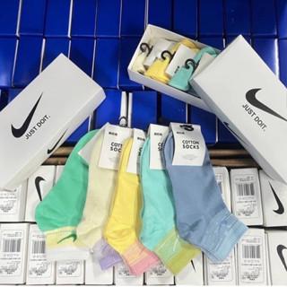 🧦1 กล่องพร้อมส่ง 5 คู่ สีพาสเทล🧦 สินค้าอยู่ไทย