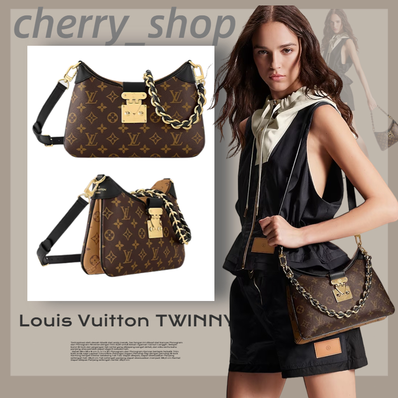 💯 LV TWINNY Bag Louis Vuitton กระเป๋าสะพายข้างผู้หญิง/กระเป๋าร่อซู้ล New M46659