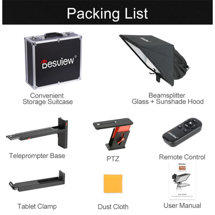 จัดส่งด่วน 4 ชั่วโมง Bestview Destview TP170 Teleprompter for Tablet/Smartphone จอขนาดใหญ่ ปรับตั้งกล้องได้ทั้งแนวตั้ง