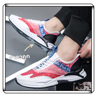 shopfashiop💥พร้อมส่ง💥👟A657 รองเท้าผ้าใบผู้ชาย ผูกเชือกแบบสวม ทรงสปอร์ต สไตล์เกาหลี🌈ไซส์39-44🌈 เสริมส้น💗งานเบานะ ใส่สบาย