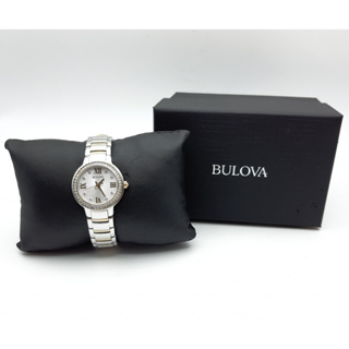 นาฬิกา BULOVA WOMENS 98L271 QUARTZ CRYSTAL SILVER DIAL TWO TONE พร้อมกล่อง (ใหม่มีตำหนิ)