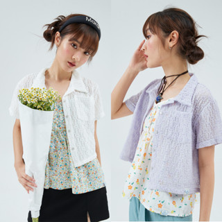 prey เสื้อเชิ้ตแขนสั้น daisy crop shirt