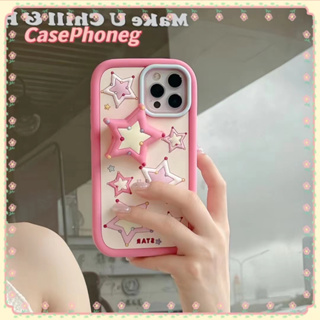 🍑CasePhoneg🍑ป้องกันการหล่น ขอบเต็ม iPhone 11 14 pro max ดาว ขาตั้ง ปรับ สีชมพู หวานสวย case for iPhone 12 13