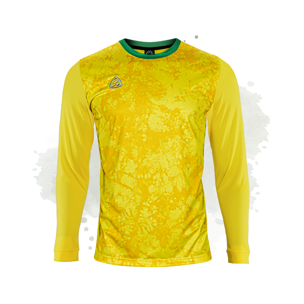 EGO SPORT เสื้อฟุตบอลแขนยาว สีเหลืองจัน คอกลม EG5143 ลายมัดย้อม