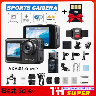 [ประกัน 1ปี ]กล้องแอคชั่น camera 4k AKASO Brave 7 กล้องกันน้ำ Sports Camera Wifi dual screen Waterproof กล้องติดหมวกกัน