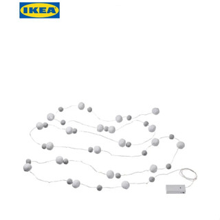 AKTERPORT อัคเทร์พอร์ท ไฟประดับ LED 40 ดวง, ใช้แบตเตอรี ขนาดเล็ก/พู่ สีขาว/เทา IKEA