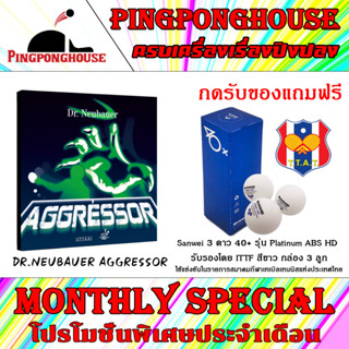 (กดรับของแถมฟรี)DR.NEUBAUER ยางปิงปอง รุ่น AGGRESSOR (เม็ดกึ่ง)