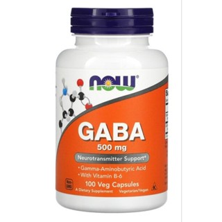 แท้! gaba กาบา ช่วยบำรุงสมอง หลับสบาย คลายเครียด ขนาด 500 มก. บรรจุ 100 แคปซูล Now  Foods