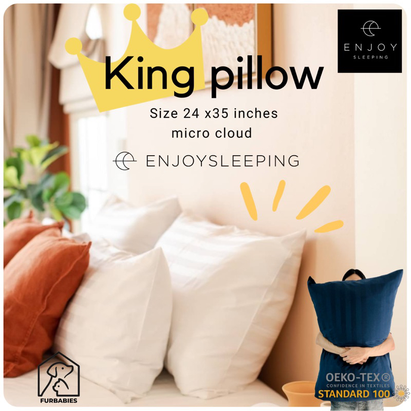 Enjoysleeping  King Size Pillow หมอน Jumbo ใหญ่พิเศษ ห่านเทียม 24x35 นิ้ว ( 22x33x2")  big pillow