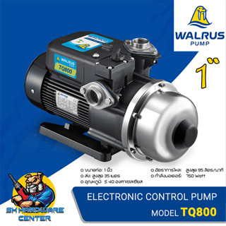 ปั้มน้ำAutomatic Booster Pump แรงดันคงที่ ขนาดท่อเข้า-ออก 1นิ้ว กำลัง 750วัตต์ WALRUS รุ่น TQ800 (รับประกัน 5ปี)