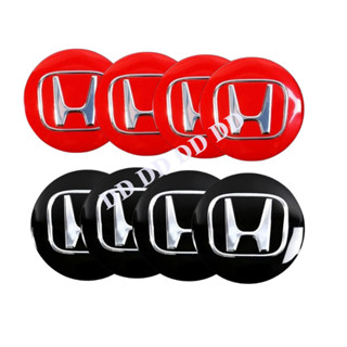 ราคาต่อ 4 ชิ้น ไซส์ 56 มิลโลโก้ ฮอนด้า สตกเกอร์ ฟรีจุกดุมล้อ 4 ชิ้น HONDA Car Wheel Hub Cap Sticker Tire Cap Hub Logo