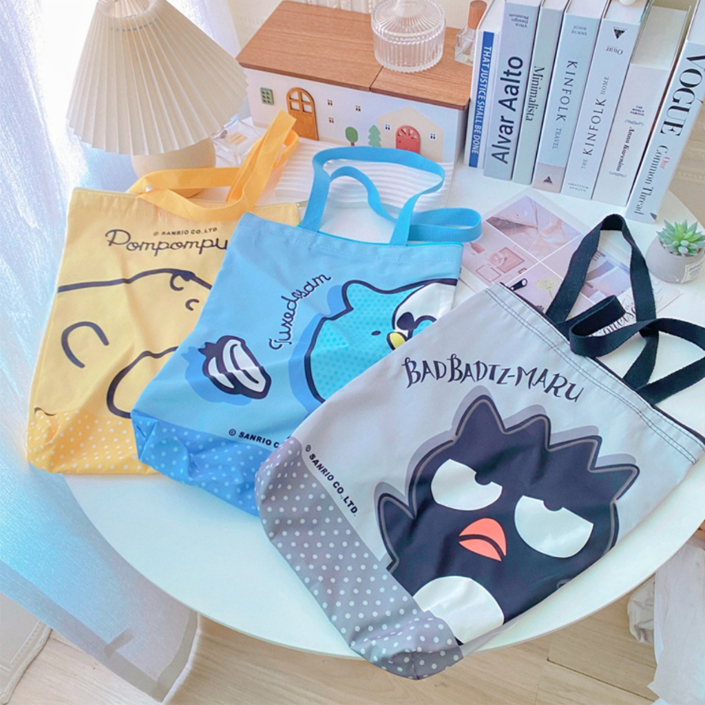 พร้อมส่ง💕 กระเป๋าผ้า ลายการ์ตูน มีซิป น่ารัก tote bag