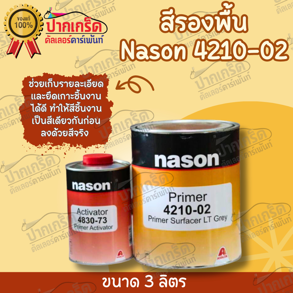 สีรองพื้นเทา 2K nason 4.1 พ่นง่ายเนื้อเนียน ขนาด 3L +ฮาร์ด