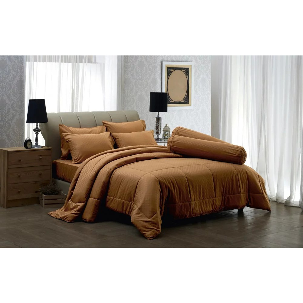 Fountain ผ้าปูที่นอน ผ้าห่ม ปลอกหมอน ปลอกหมอนข้าง สีแดงอัดลาย FQ004