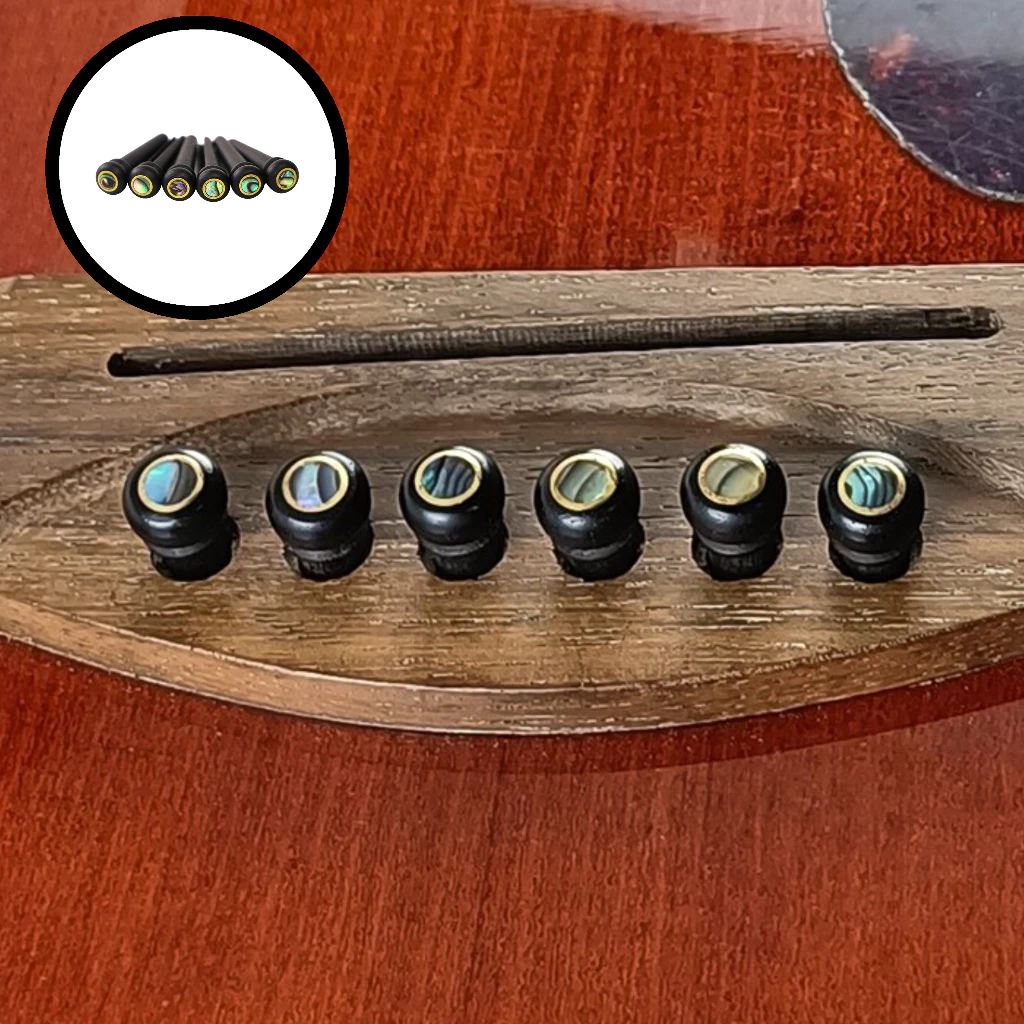 Ebony pin หมุดกีต้าร์โปร่ง หมุดไม้อีโบนี่ 6 ชิ้น ลายเปลือกหอย