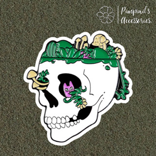 ʕ •ᴥ•ʔ ✿ พร้อมส่ง : เข็มกลัดลายหัวกระโหลกและพืชพรรณ | Skull &amp; Plant Enamel Brooch Pin.