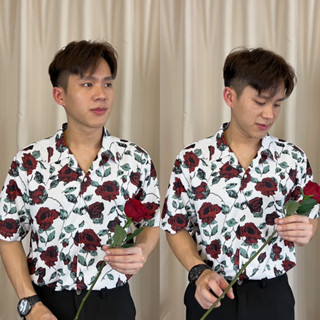 SLURBOYY Rose Shirt เสื้อเชิ้ตลายดอกกุหลาบ ผ้าไหมอิตาลี (SB0746)