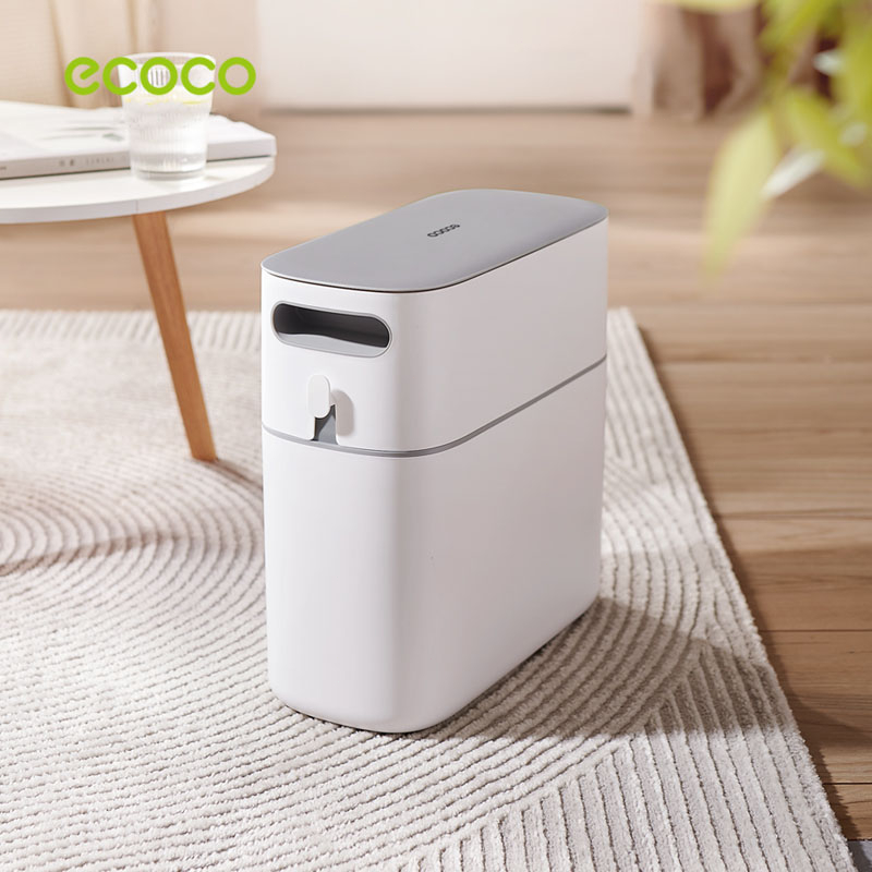[พร้อมส่ง]ECOCO ถังขยะ 8 ลิตร 12 ลิตร ถังขยะในห้องน้ำ ในตัวสองชั้น เปิดเพียงคลิกเดียว ถุงขยะ
