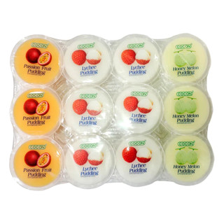 Cocon Pudding With Nata De Coco พุดดิ้งรสผลไม้ 3 รส น้ำหนัก 80 กรัม 1 แพ็ค มี 12 ชิ้น สินค้ามีฮาลาล