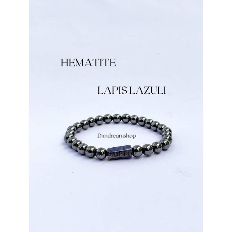 กำไลหินแท้ Hematite x Lapis Lazuli | ปกป้องพลังลบ เสริมใจให้มั่นคง