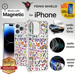 (แถมฟิล์ม) เคส FenixShield Crystal Hybrid [ FEMINISM ] with Magnetic สำหรับ iPhone 15 / 14 / 13 / 12 / Plus / Pro / Pro Max / mini