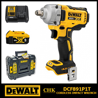 DEWALT DCF891P1T บล็อกกระแทกไร้สายไร้แปรงถ่าน 20V Max 812Nm พร้อมแบตเตอรี่ 5.0AH รุ่น DCF891P1T-B1