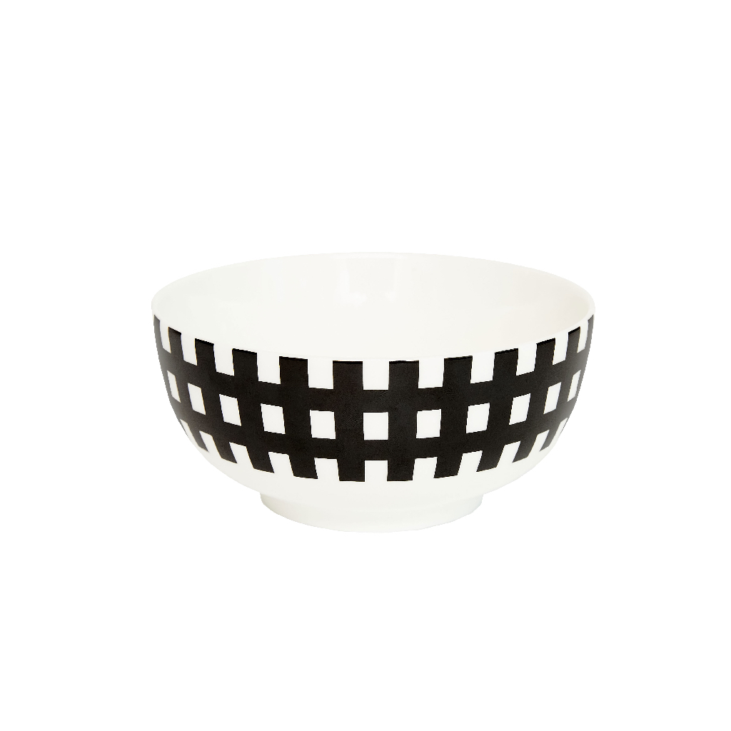 Sardine Black & White Grid Bowl ถ้วย ชาม เซรามิก ขนาดเส้นผ่านศูนย์กลาง 15 cm