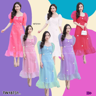 TwinsShopVip💗พร้อมส่ง TW18731 เดรสเจ้าหญิง แต่งดอกไม้ ..