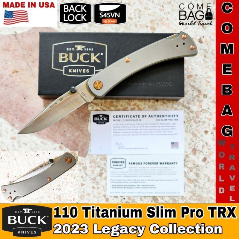 ีมีดBuck 110 Titanium Slim Pro TRX Folding Hunter 3.75" Limited Edition 2023 ของแท้ ผลิตอเมริกา ของแ