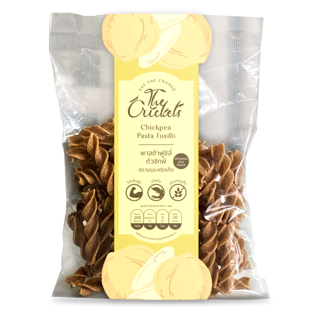 The Crickets  Chickpea Pasta Fusilli   พาสต้าฟูซิลี่ถั่วชิกพีโปรตีนสูง ตราเดอะคริกเก็ต
