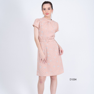 AMILA Dress AM-D1094 พีชสกิน แขนสั้น IGPU23-2