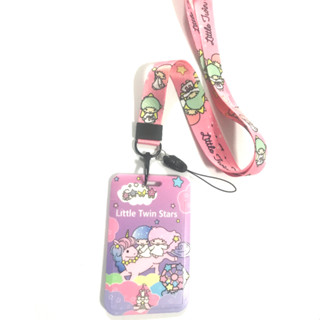 LITTLE สายคล้องคอ สายคล้องบัตร ซองใส่บัตร ที่ใส่บัตร พร้อมสายคล้องคอ (2cm) ลาย TWIN STARS P สำหรับบัตร 5.5x8.5CM  PMYL