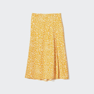 UNIQLO ของแท้ กระโปรงผ่าข้าง ทรงสั้น ลายดอกไม้