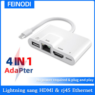 FEINOD อะแดปเตอร์/สายเคเบิล hdmi ดิจิตอล av,โทรศัพท์ไปยังทีวี /โปรเจคเตอร์/ดองเกิลจอภาพ/ตัวเชื่อมต่อพร้อมพอร์ตชาร์จ,แผ่นรองรับ VGA HDMI Displayport converter 1080p/2K/4K หน้าจอซิงค์วิดีโอ เข้ากันได้กับโทรศัพท์ 14/13/12 /12 Pro/11/ 11 โปร/11 โปร แม็กซ์