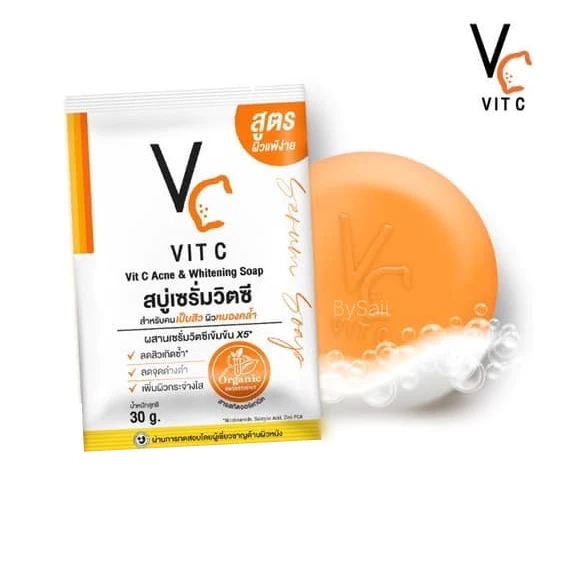 *สบู่เซรั่มวิตซี น้องฉัตร VC Vit C Ance & Whitening Soap 30กรัม