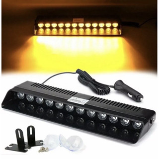 siren light 12V ไฟไซเรนติดกระจก สีแดง สีเหลือง รุ่นS12 led strobe แสงแรง พุ่งไกล ดวงไฟ มากถึง 12ดวง