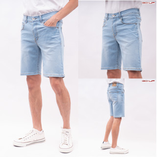 Mens jeans กางเกงยีนส์ขาสั้นผู้ชาย ยีนส์ผ้ายืด (เป้ากระดุม) No.go-up jeans 6130021