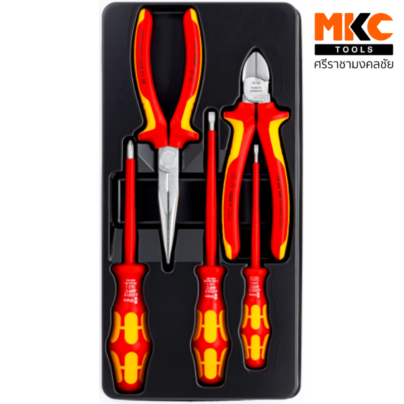 KNIPEX ชุดคีมพร้อมไขควงกันไฟ 5 ตัว 00 20 13 VDE