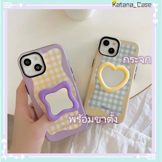 🎐จัดส่งภายใน24ชม🎐เคส for iPhone 11 14 Pro Max Case for iPhone 12 13 ป้องกันการตก การป้องกัน รูปหัวใจ กระจก พร้อมขาตั้ง