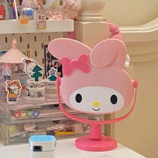 CRYSTAL RABBIT ins กระจกแต่งหน้าการ์ตูนน่ารัก Hello Kitty กระจกตั้งโต๊ะ กระจกแต่งหน้า